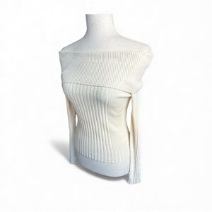 Liv Y2K off the shoulder sweater in cream/white